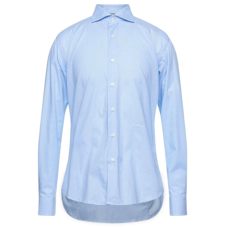 Light Blue Cotton Men Shirt-Aquascutum-LabelTerrace.com