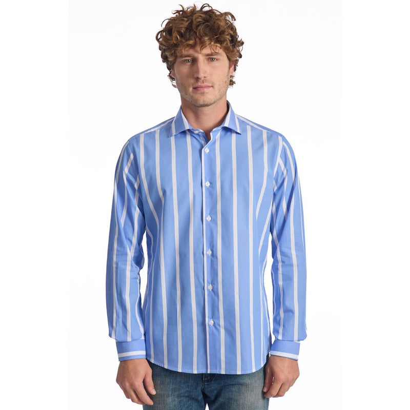 Light Blue Cotton Men Shirt-Baldinini Trend-LabelTerrace.com