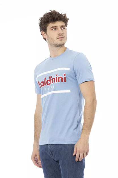 Light Blue Cotton Men T-Shirt-Baldinini Trend-LabelTerrace.com