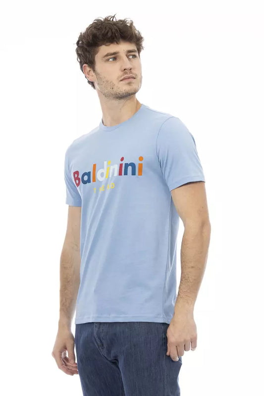 Light Blue Cotton Men T-Shirt-Baldinini Trend-LabelTerrace.com