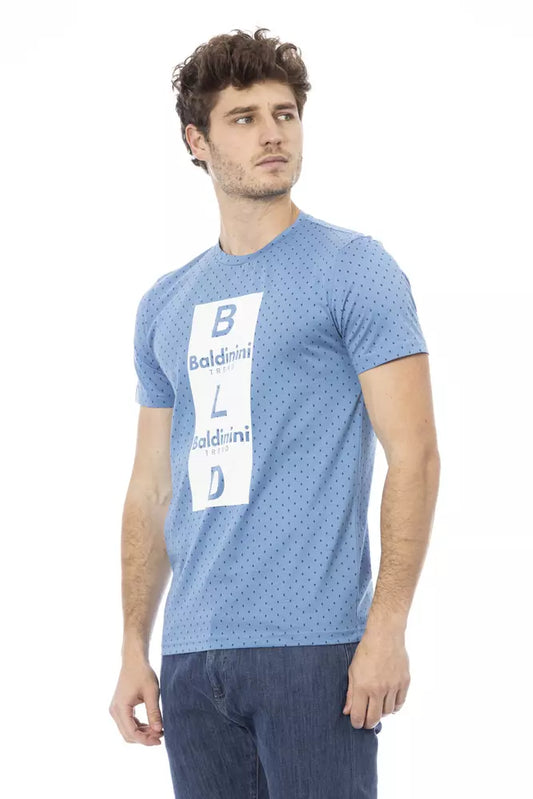 Light Blue Cotton Men T-Shirt-Baldinini Trend-LabelTerrace.com