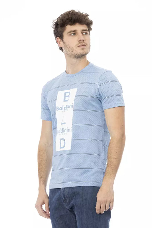 Light Blue Cotton Men T-Shirt-Baldinini Trend-LabelTerrace.com