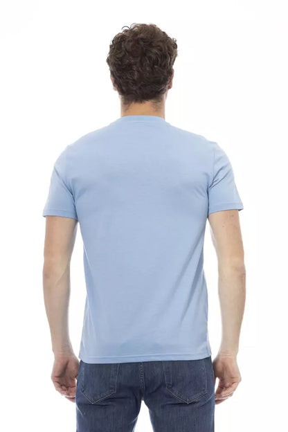 Light Blue Cotton Men T-Shirt-Baldinini Trend-LabelTerrace.com