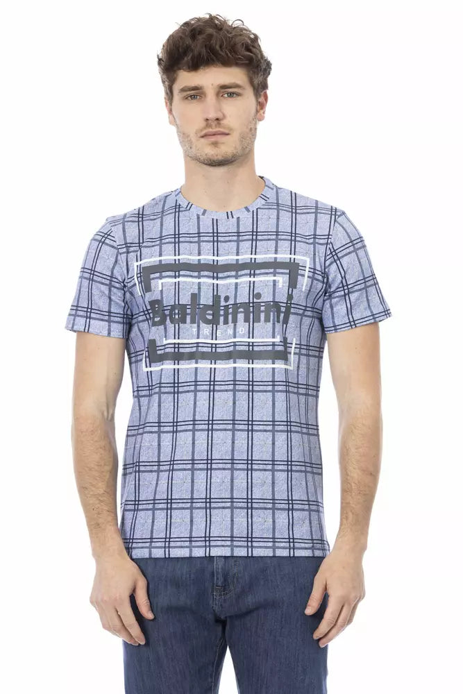 Light Blue Cotton Men T-Shirt-Baldinini Trend-LabelTerrace.com