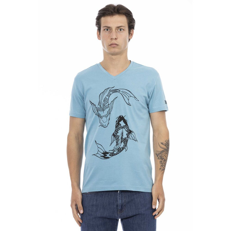 Light Blue Cotton Men T-Shirt-Trussardi Action-LabelTerrace.com