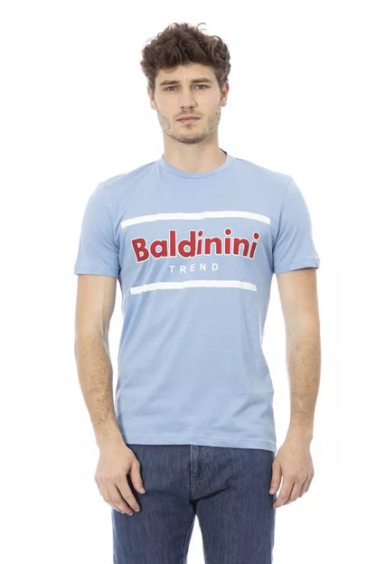 Light Blue Cotton Men T-Shirt-Baldinini Trend-LabelTerrace.com