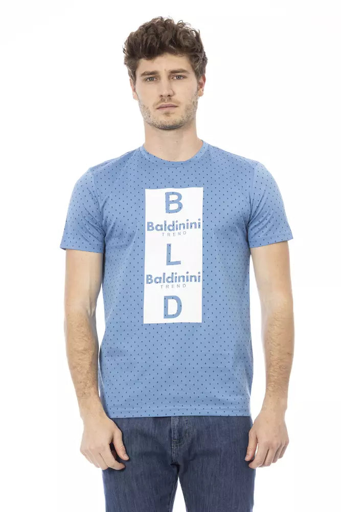 Light Blue Cotton Men T-Shirt-Baldinini Trend-LabelTerrace.com