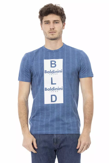 Light Blue Cotton Men T-Shirt-Baldinini Trend-LabelTerrace.com