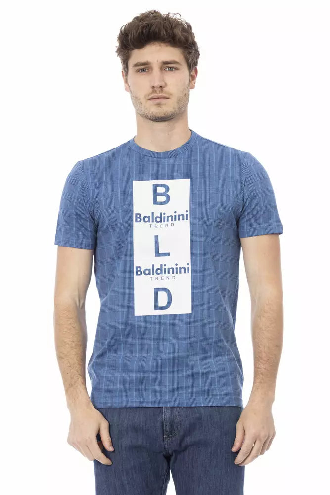 Light Blue Cotton Men T-Shirt-Baldinini Trend-LabelTerrace.com