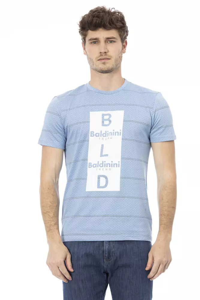 Light Blue Cotton Men T-Shirt-Baldinini Trend-LabelTerrace.com