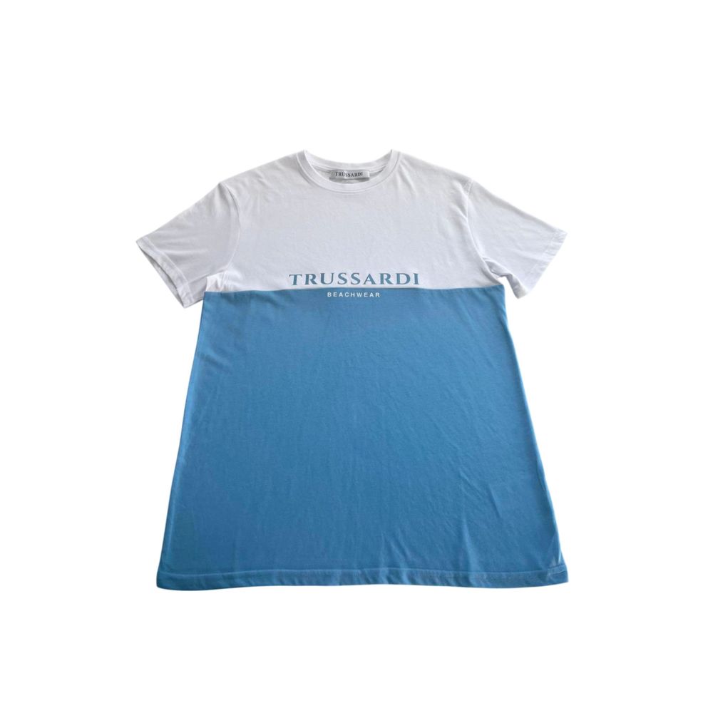 Light Blue Cotton Men T-Shirt-Trussardi Beachwear-LabelTerrace.com