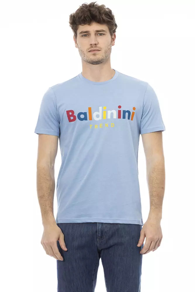Light Blue Cotton Men T-Shirt-Baldinini Trend-LabelTerrace.com