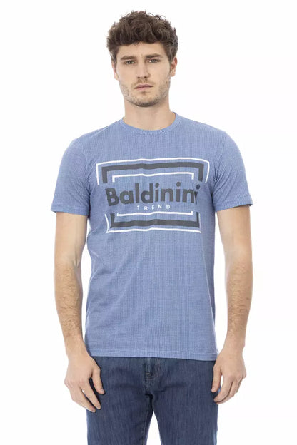 Light Blue Cotton Men T-Shirt-Baldinini Trend-LabelTerrace.com