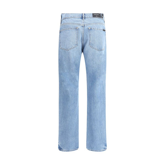 Light Blue Cotton Straight-Leg Jeans