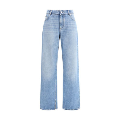 Light Blue Cotton Straight-Leg Jeans