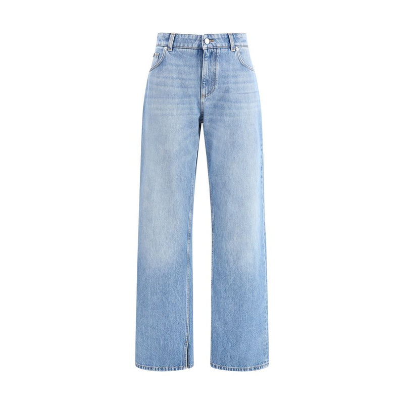 Light Blue Cotton Straight-Leg Jeans