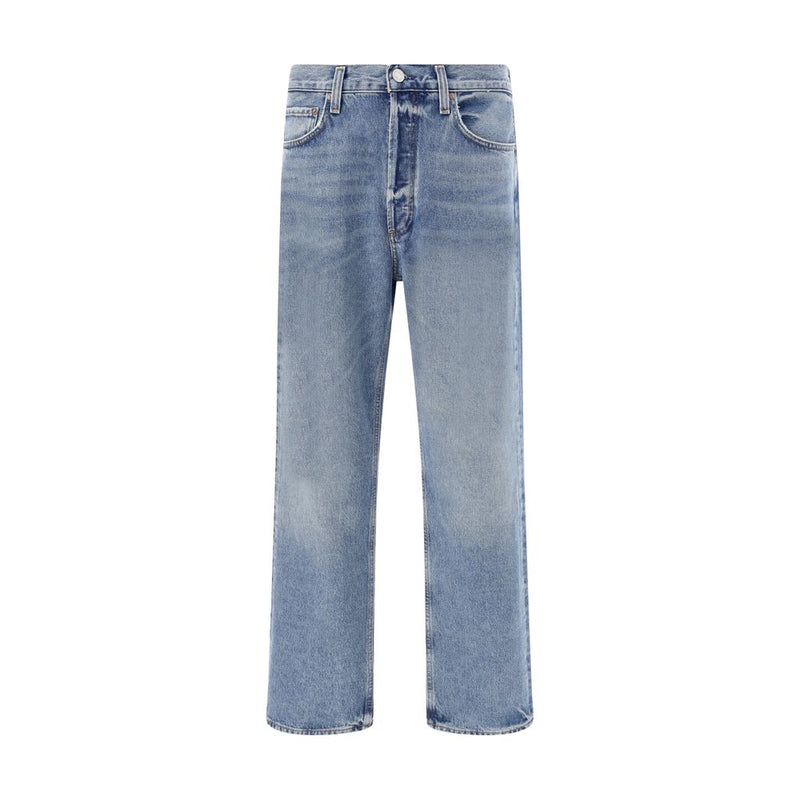 Light Blue Cotton Straight-Leg Jeans