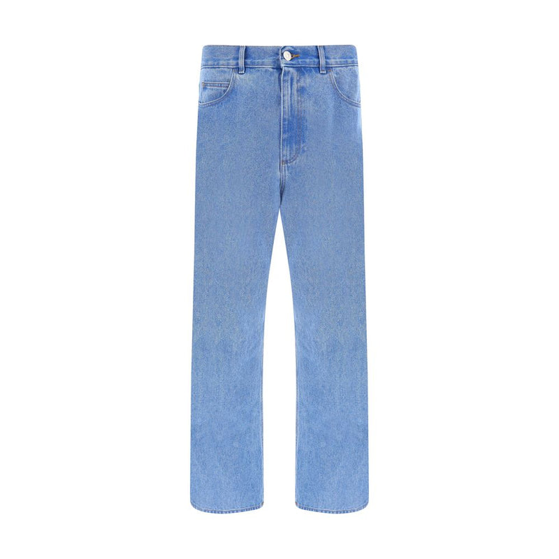 Light Blue Cotton Straight-Leg Jeans