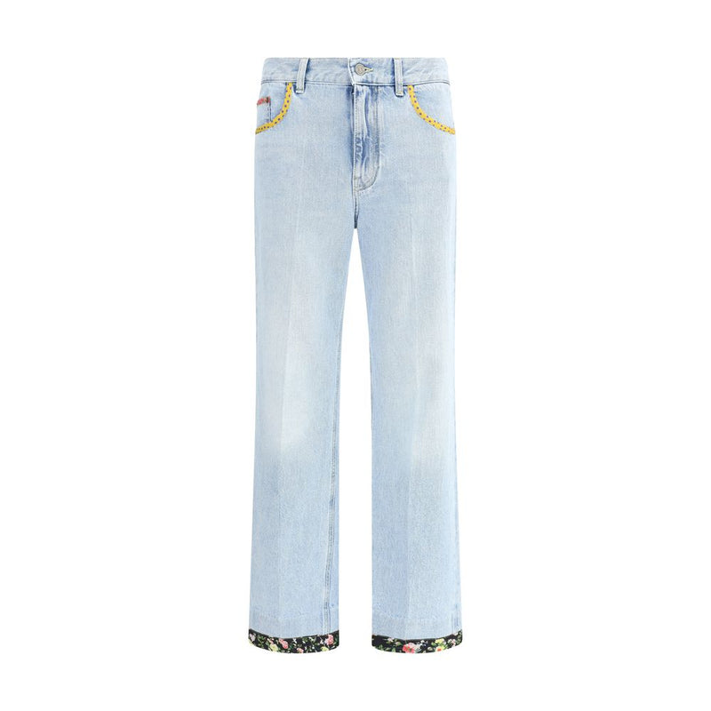 Light Blue Cotton Straight-Leg Jeans