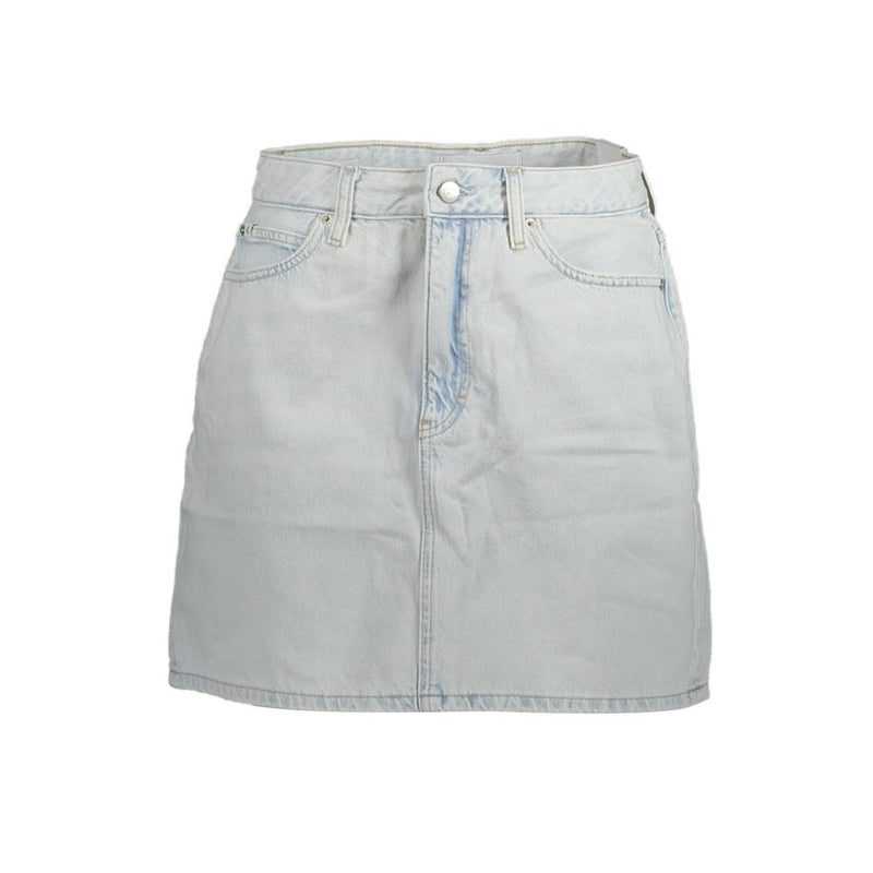 Light Blue Cotton Women Skirt-Calvin Klein-LabelTerrace.com