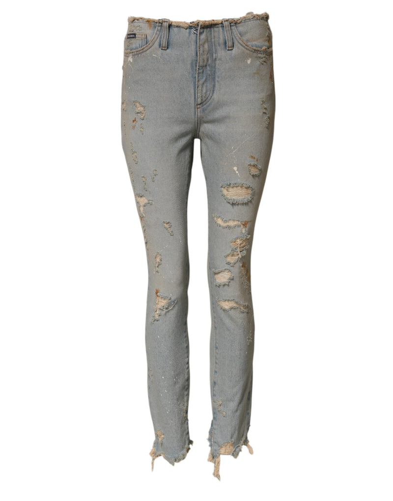 Light Blue High Waist Skinny Denim Jeans-Dolce & Gabbana-LabelTerrace.com