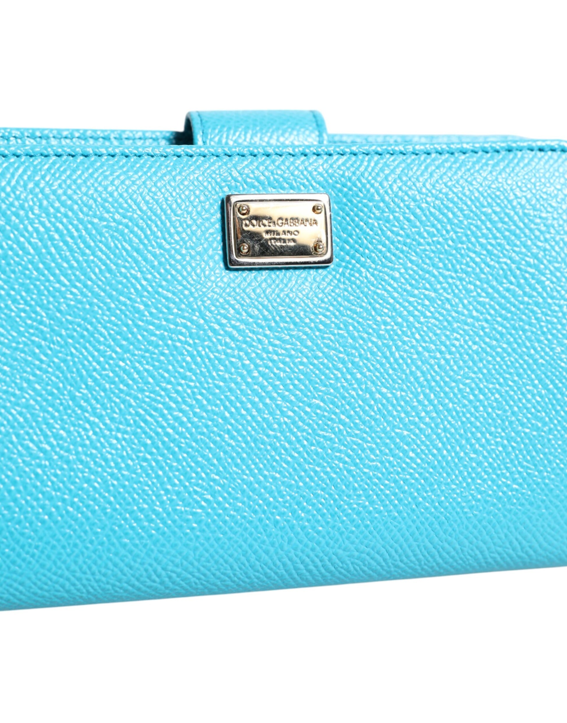 Light Blue Leather Bifold Continental Clutch Wallet-Dolce & Gabbana-LabelTerrace.com