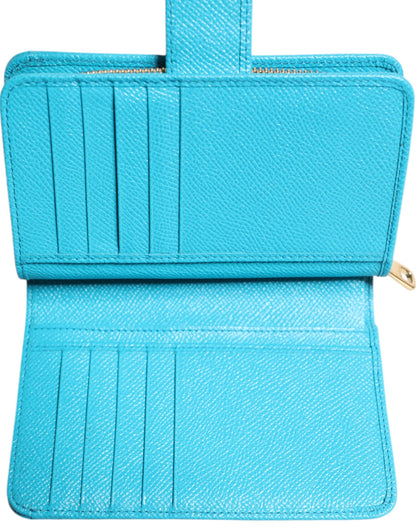 Light Blue Leather Bifold Continental Clutch Wallet-Dolce & Gabbana-LabelTerrace.com