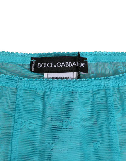Light Blue Logo Lace Tight Midi Trouser Underwear