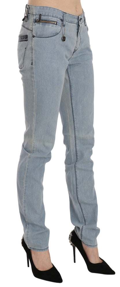 Light Blue Mid Waist Skinny Denim Jeans
