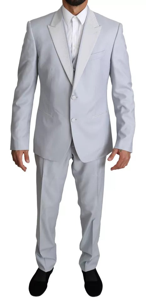 Light Blue SICILIA Wool 3 Piece Suit-Dolce & Gabbana-LabelTerrace.com