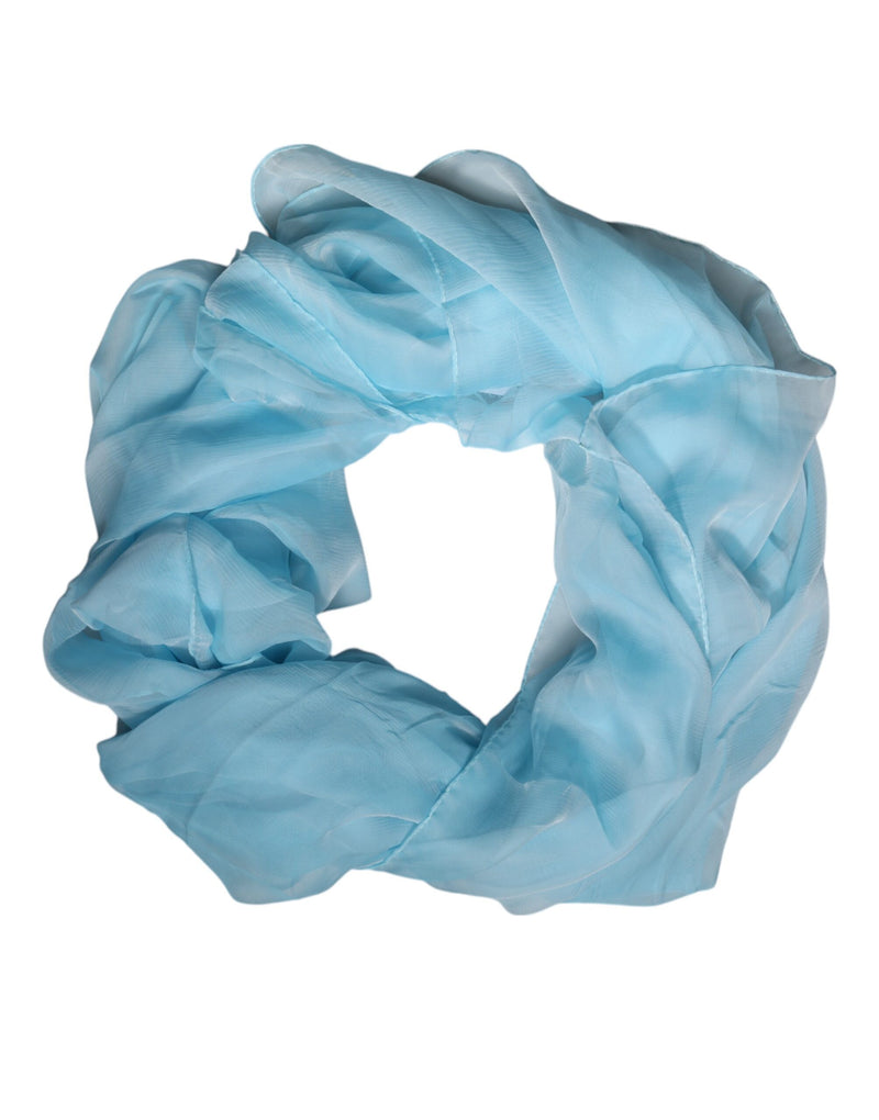 Light Blue Silk Rectangle Wrap Shawl Scarf-Dolce & Gabbana-LabelTerrace.com