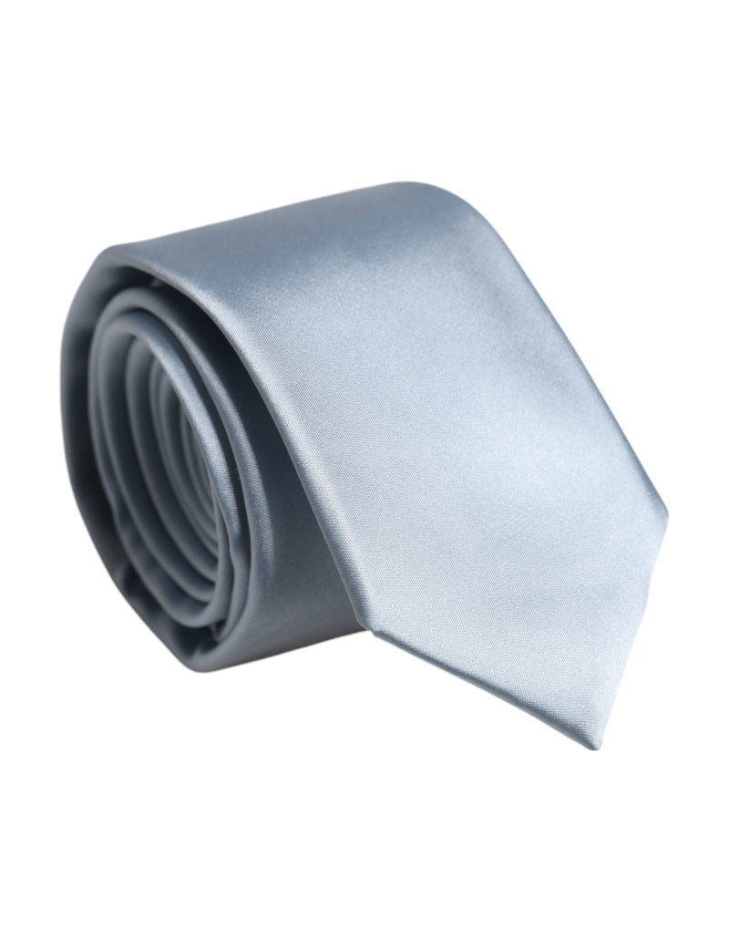 Light Blue Solid Silk Adjustable Necktie Tie-Dolce & Gabbana-LabelTerrace.com