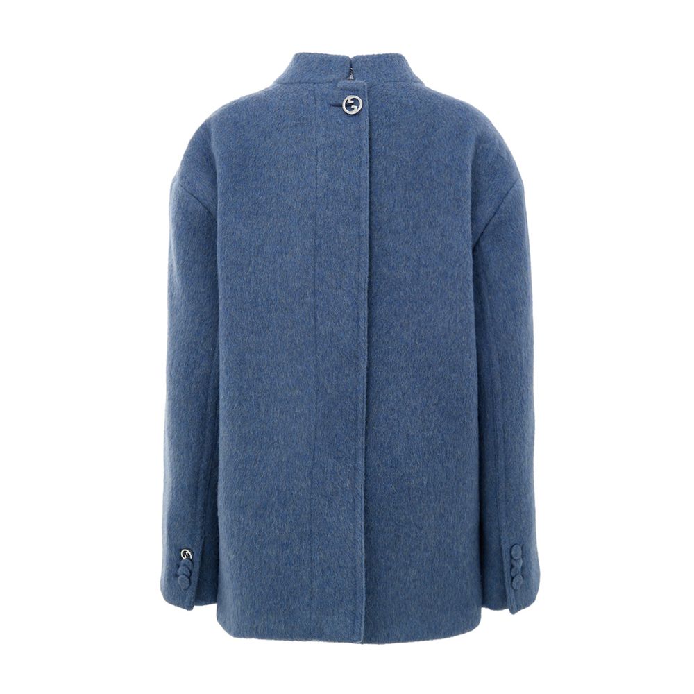 Light Blue Wool Coat-Gucci-LabelTerrace.com
