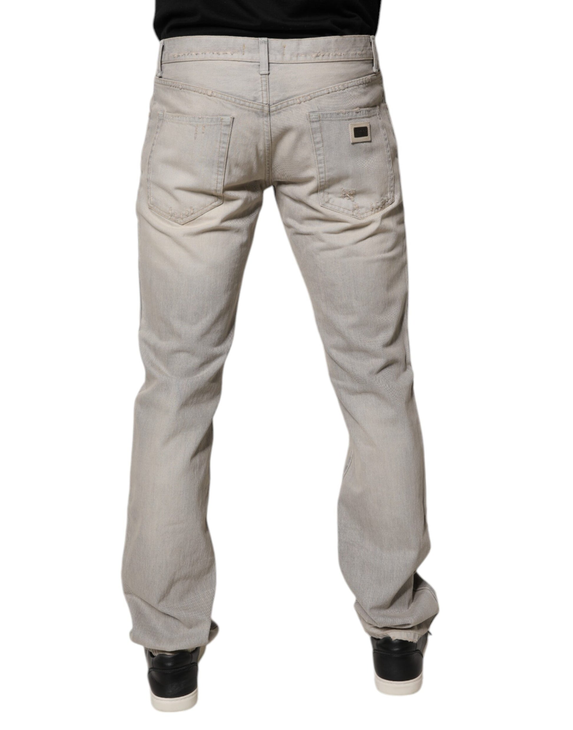 Light Gray Cotton Skinny Denim Jeans-Dolce & Gabbana-LabelTerrace.com