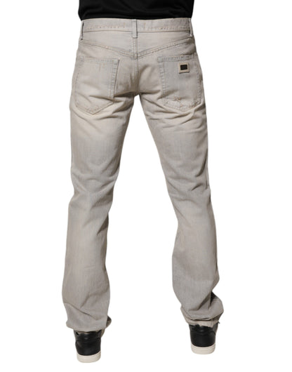 Light Gray Cotton Skinny Denim Jeans-Dolce & Gabbana-LabelTerrace.com