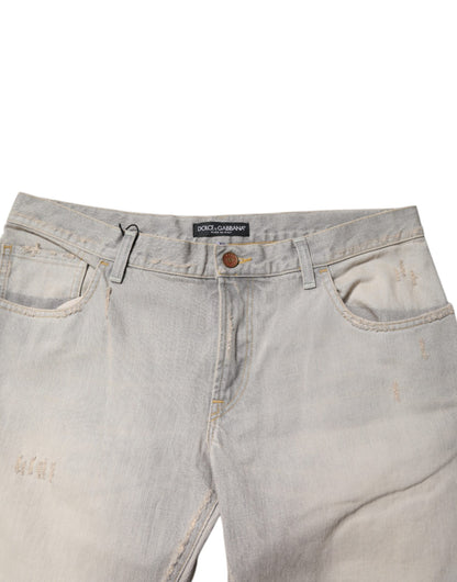 Light Gray Cotton Skinny Denim Jeans-Dolce & Gabbana-LabelTerrace.com