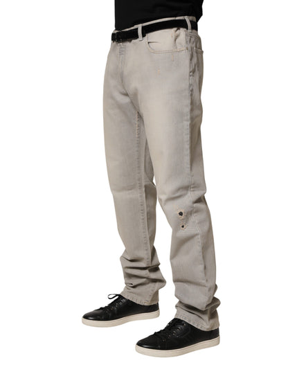 Light Gray Cotton Straight Denim Trouser Jeans