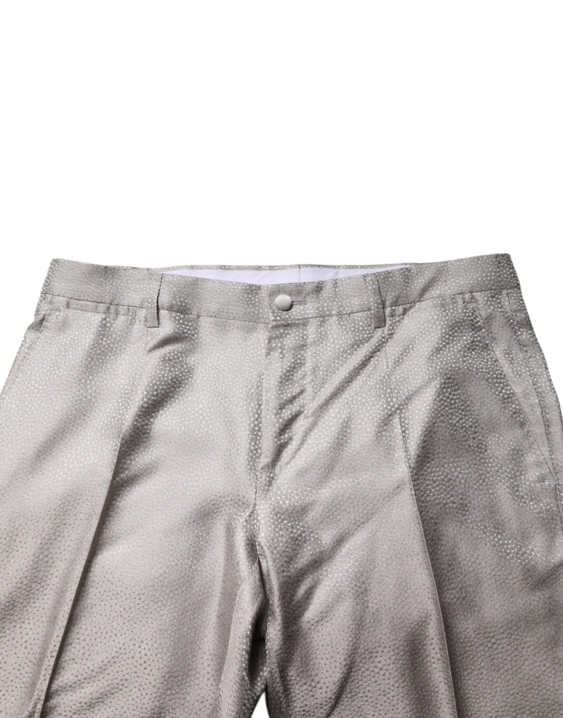 Light Gray Jacquard Silk Dotted 2 Piece Suit