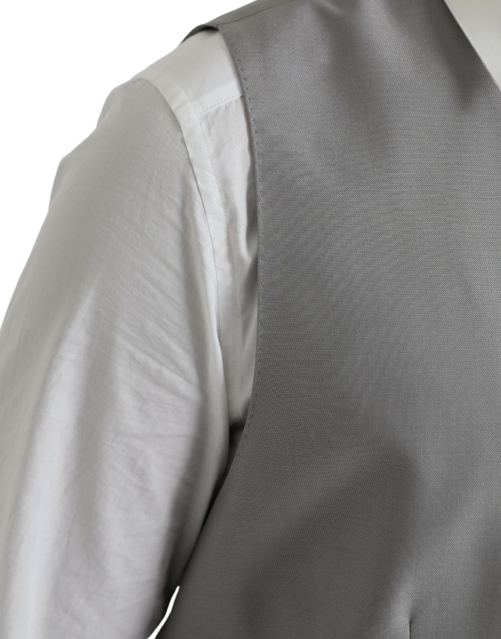Light Gray Wool Formal Dress Waistcoat Vest-Dolce & Gabbana-LabelTerrace.com