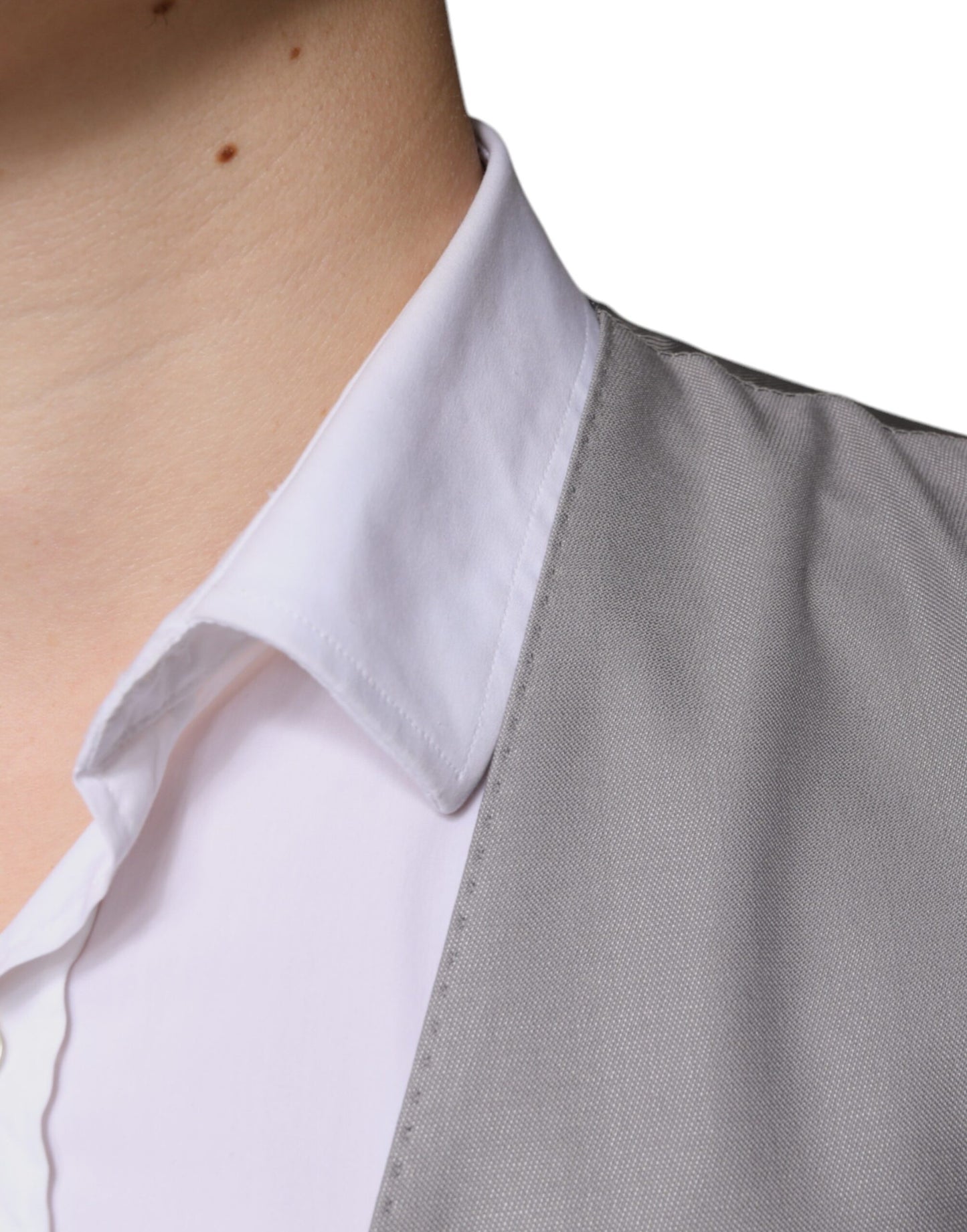 Light Gray Wool Formal Dress Waistcoat Vest-Dolce & Gabbana-LabelTerrace.com