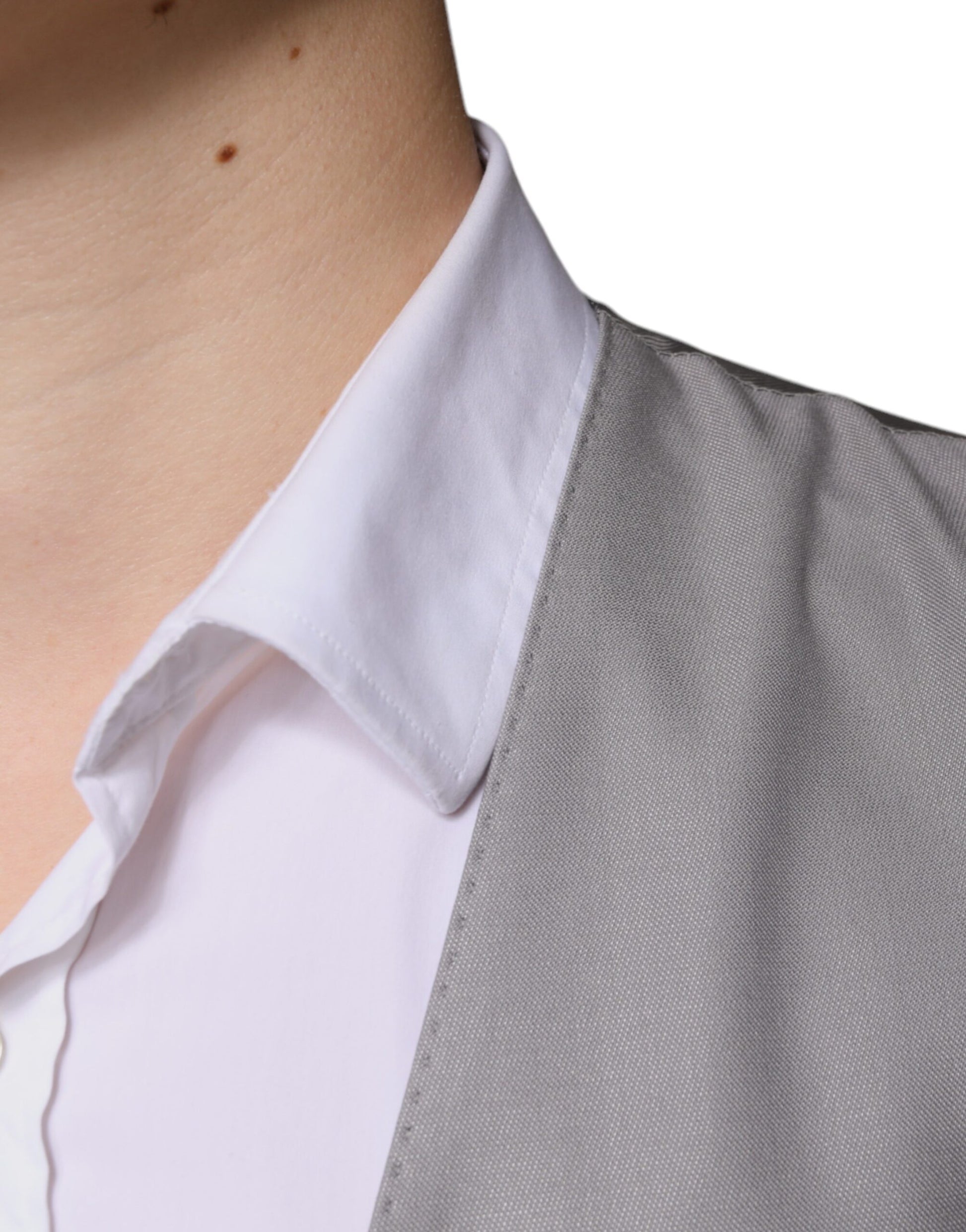 Light Gray Wool Formal Dress Waistcoat Vest-Dolce & Gabbana-LabelTerrace.com