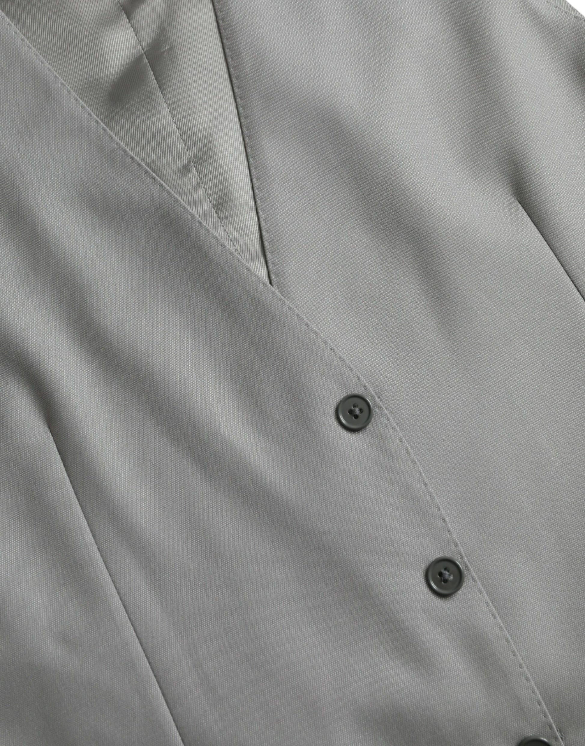 Light Gray Wool Formal Dress Waistcoat Vest-Dolce & Gabbana-LabelTerrace.com