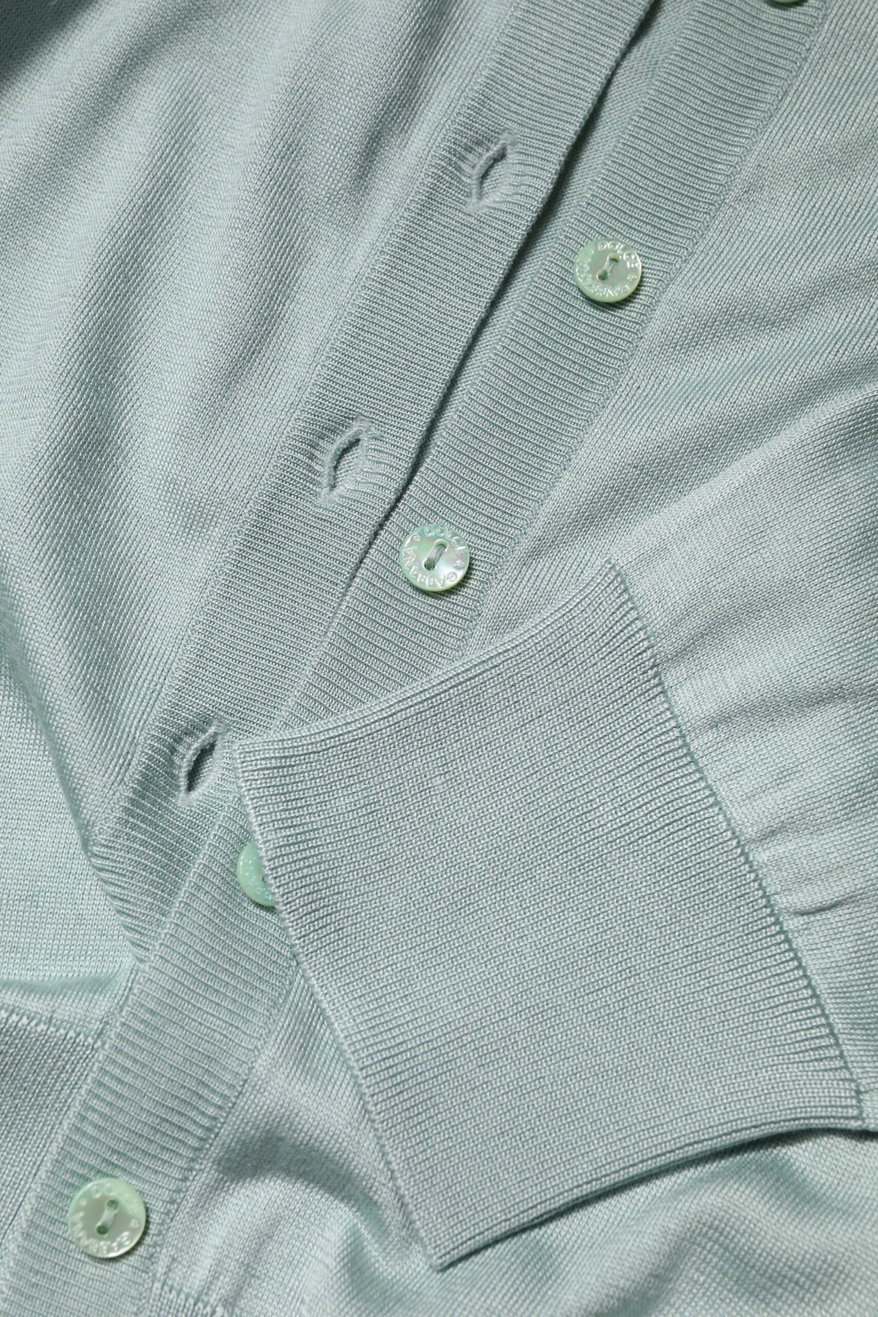 Light Green Silk Button Down Cardigan Sweater