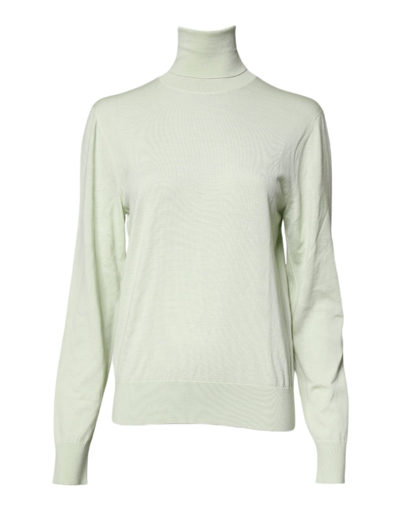 Light Green Wool Turtleneck Pullover Sweater-Dolce & Gabbana-LabelTerrace.com