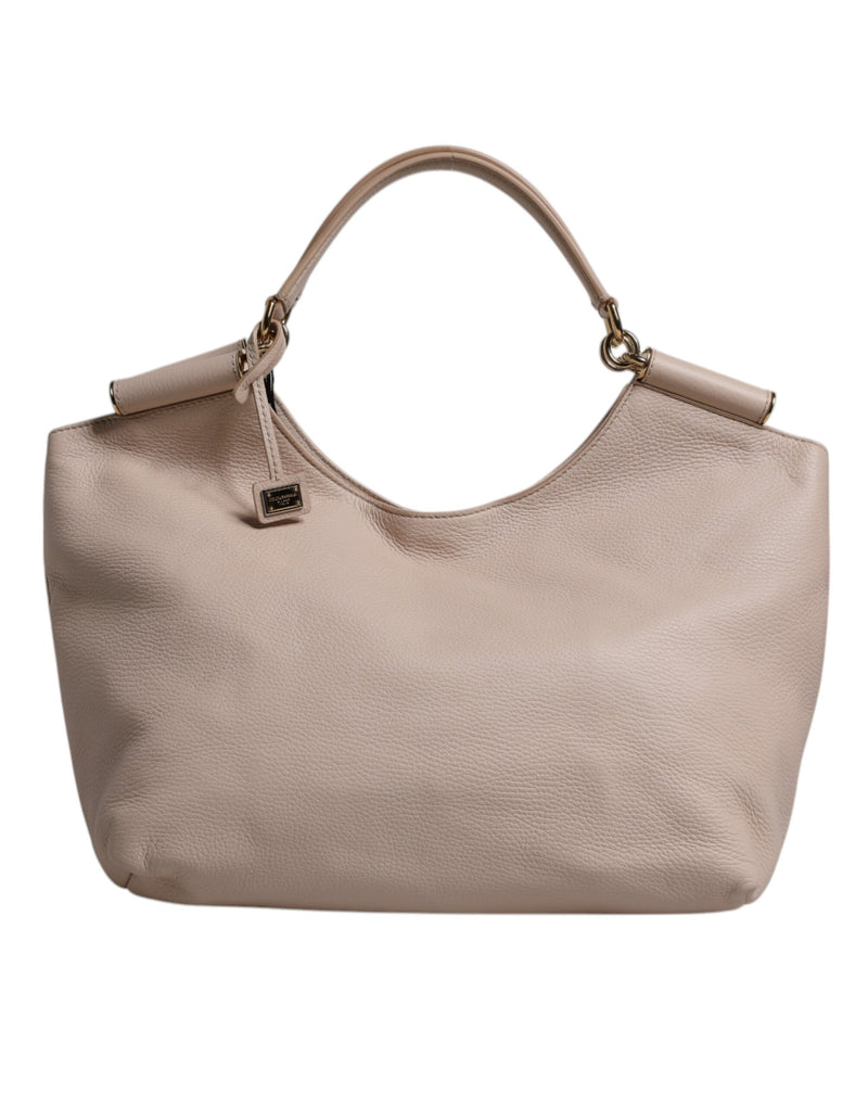 Light Pink Deer Leather Logo Plaque Tote Top Handle Bag-Dolce & Gabbana-LabelTerrace.com