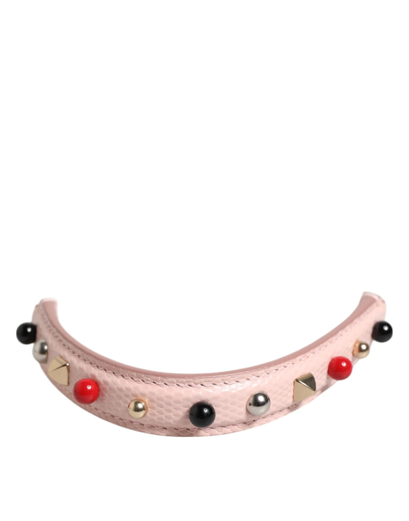 Light Pink Embellished Leather Bag Handle Shoulder Strap-Dolce & Gabbana-LabelTerrace.com