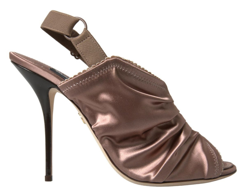 Light brown Slingback Corset Style Fastening stiletto heels-Dolce & Gabbana-LabelTerrace.com