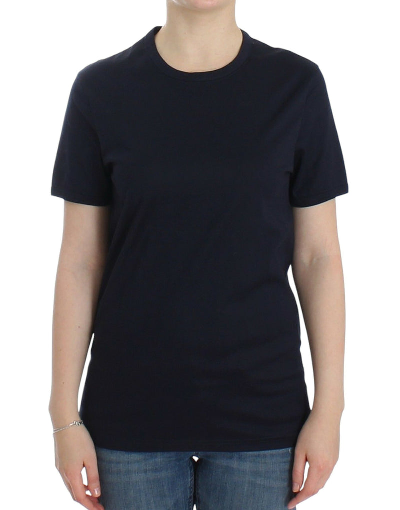 Lingerie Blue Crewneck Cotton Logo T-shirt-Ermanno Scervino-LabelTerrace.com