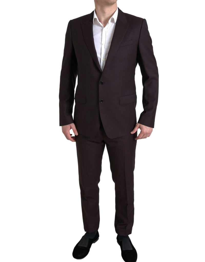 Maroon 2 Piece Single Breasted MARTINI Suit-Dolce & Gabbana-LabelTerrace.com