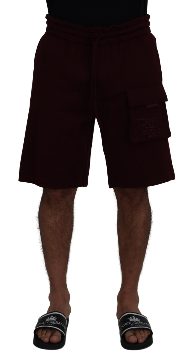 Maroon Bermuda Cargo Men Shorts-Dolce & Gabbana-LabelTerrace.com